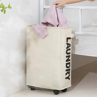 Rolling Slim Laundry BasketWithStandFoldable Waterproof Sorter AndOrganizerOn Wheels Tall Thin DirtyLaundryHamper Basket Beauty World Shop