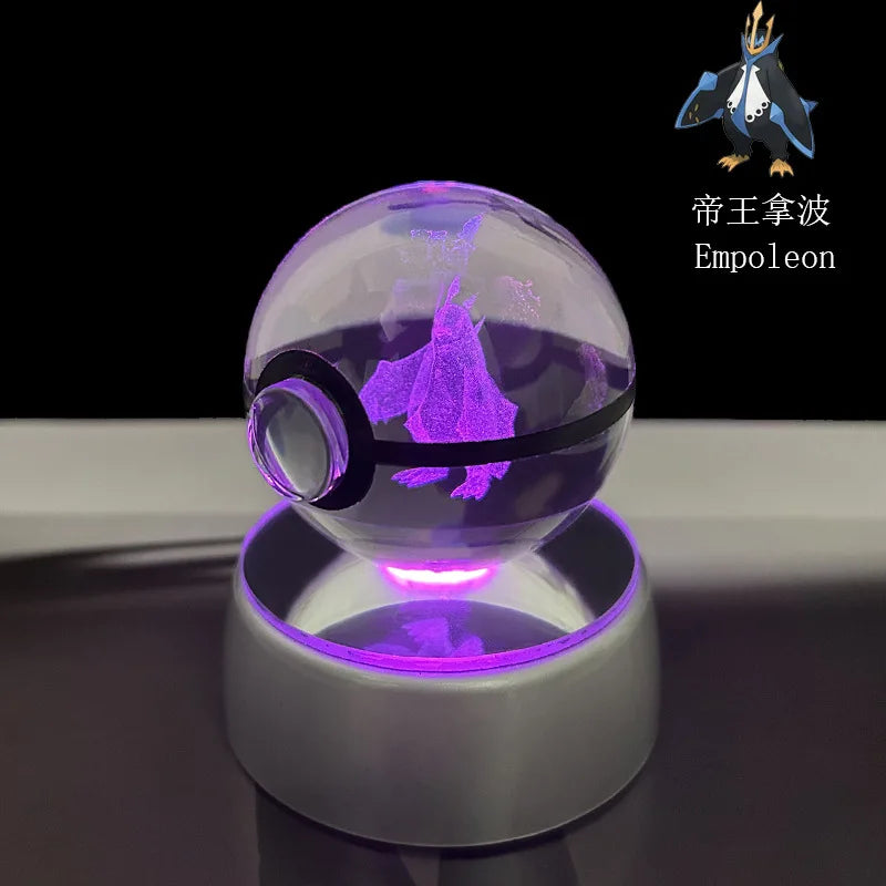 Pokemon Crystal Ball Pikachu Gengar Eevee Mewtwo Lacario Anime Game Pokeball Led Night Light Base Kids Birthday Gift Home Decor Beauty World Shop