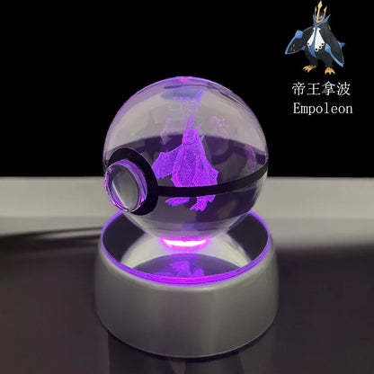 Pokemon Crystal Ball Pikachu Gengar Eevee Mewtwo Lacario Anime Game Pokeball Led Night Light Base Kids Birthday Gift Home Decor Beauty World Shop