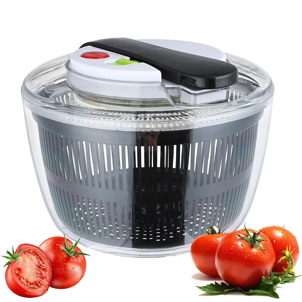 LMETJMA 3L Salad Spinner Large Salad Sowl With Lid One-handed Easy Press Salad Spinner Washer Dryer Drainer Mixer JT249 Beauty World Shop
