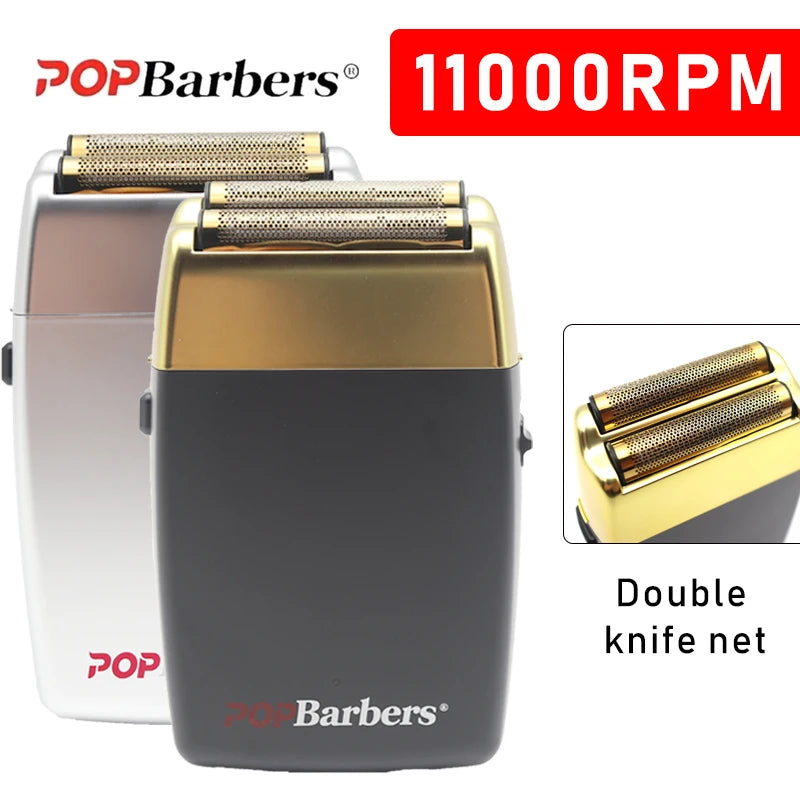 11000 RPM POP Barbers P620 Professional Electric Men's Beard Trimmer Double Foil Shaver Electric Shaver USB Hair Cutting Machine Beauty World Shop