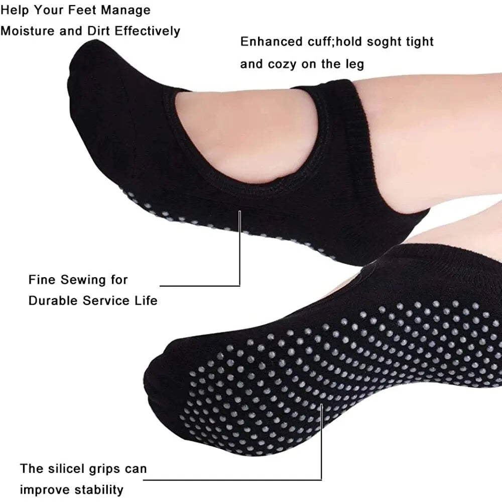 Backless Non-slip Fitness Yoga Socks Cotton Women Sport Pilates Socks Ballet Dance Slippers Barefoot Sock Workout for Gym Beauty World Shop