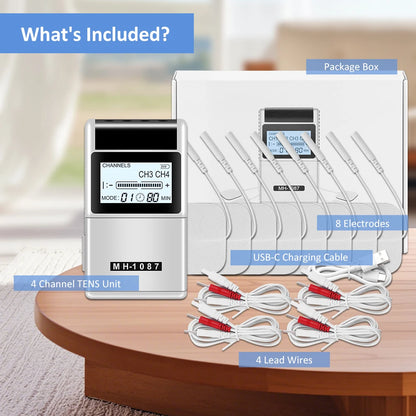 4 Channel TENS PMS Unit 15Mode Muscle Stimulator for Pain Relief Rechargeable TENS Machine Electronic Acupuncture Pulse Massager Beauty World Shop