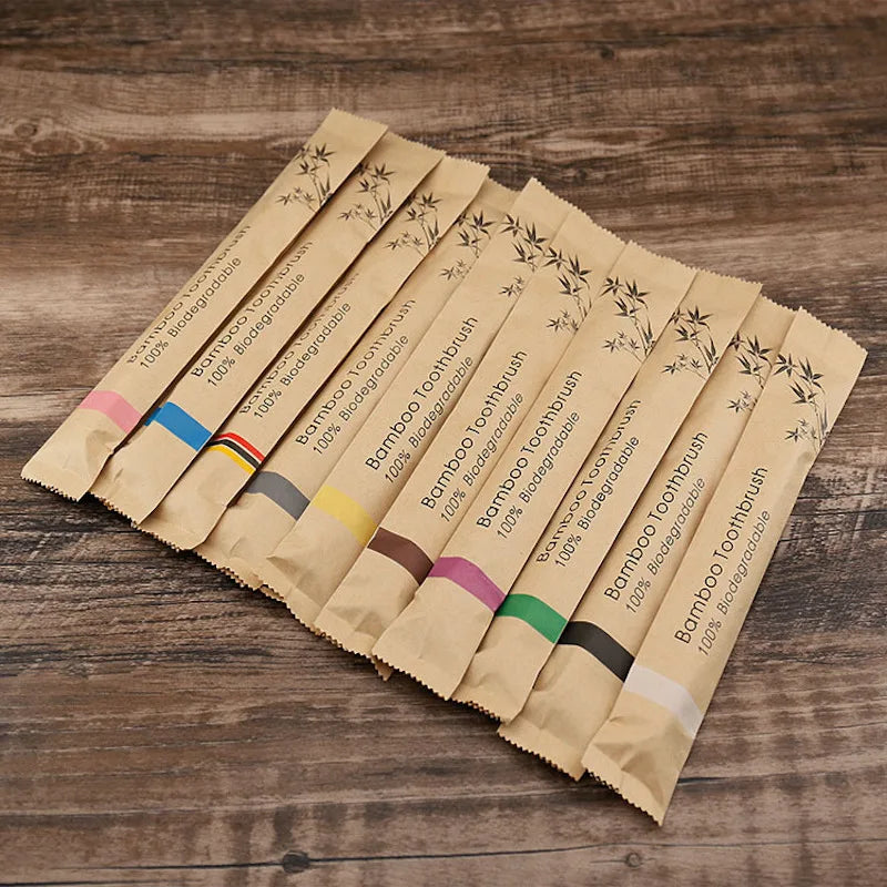 Bamboo Toothbrushes 8/12Pcs Eco Friendly Resuable Toothbrush Adult Wooden Soft Tooth Brush Cconvenient Beauty World Shop