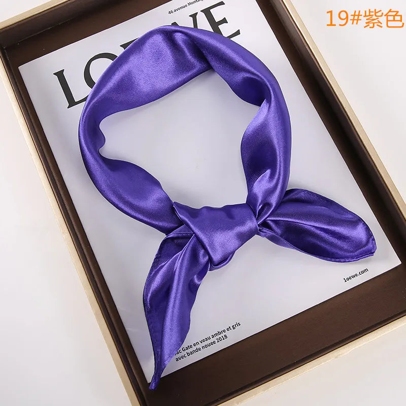 New Solid 60x60cm Square Scarf Single Imitation Silk Bright Light And Satin Performance Scarves Party Gift Beauty World Shop