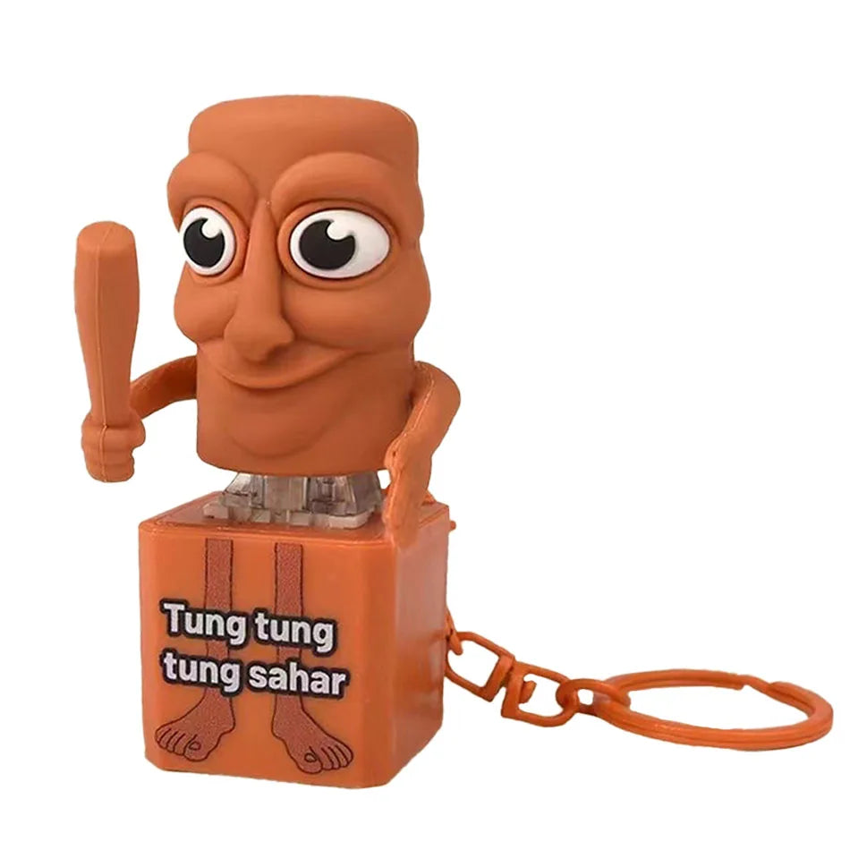 New Tralalero Tralala Tungtungtung Wooden Stick Man Button Keychain with Luminous Pendant - Anime Peripheral Decor Gift Toys Beauty World Shop