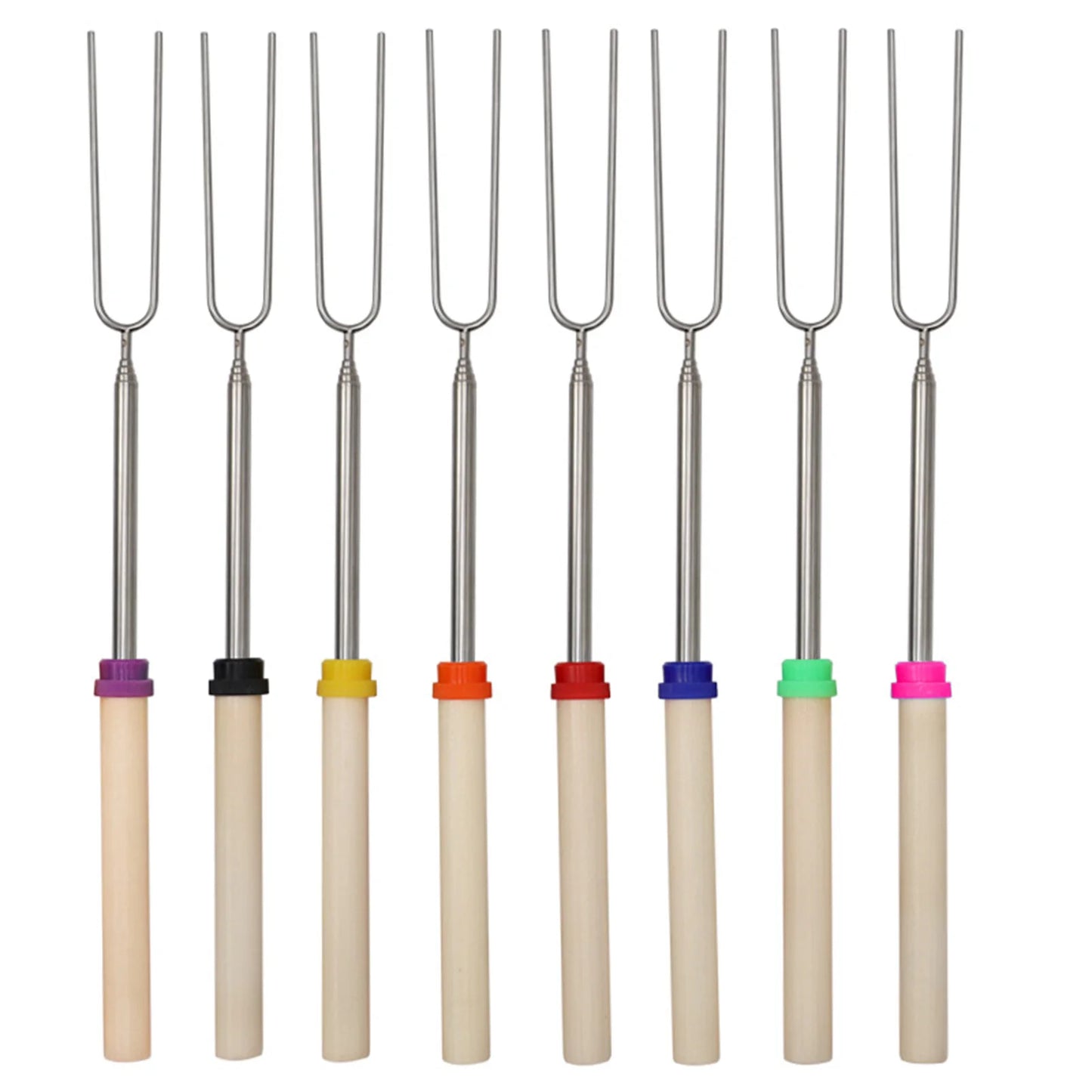 5/10/12pcs Adjustable Telescopic Barbecue Forks Metal Skewers Roasting Stick Suitable for Eating BBQ Dinner Dessert Beauty World Shop