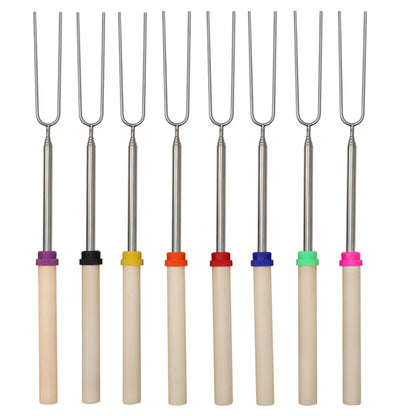5/10/12pcs Adjustable Telescopic Barbecue Forks Metal Skewers Roasting Stick Suitable for Eating BBQ Dinner Dessert Beauty World Shop