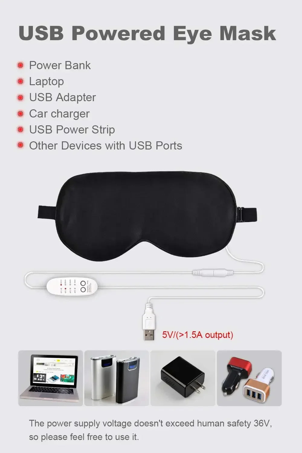 USB Heated Eye Mask Reusable USB Silk Steaming Eye Mask Eye Massager For Sleeping Eye Puffiness Anti Dark Circle Patch Eye Care Beauty World Shop