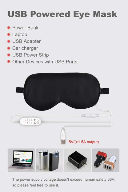 USB Heated Eye Mask Reusable USB Silk Steaming Eye Mask Eye Massager For Sleeping Eye Puffiness Anti Dark Circle Patch Eye Care Beauty World Shop