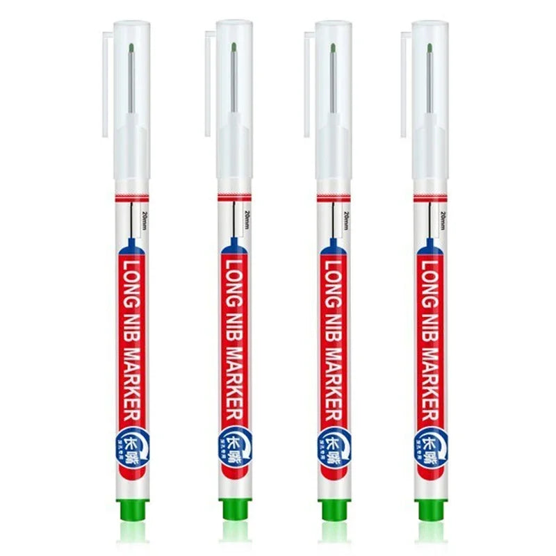 4Pcs/Set 20mm Deep Hole Long Nib Head Markers For Metal Perforating Pen Waterproof Bathroom Woodworking Decoration Multi-Purpose Beauty World Shop