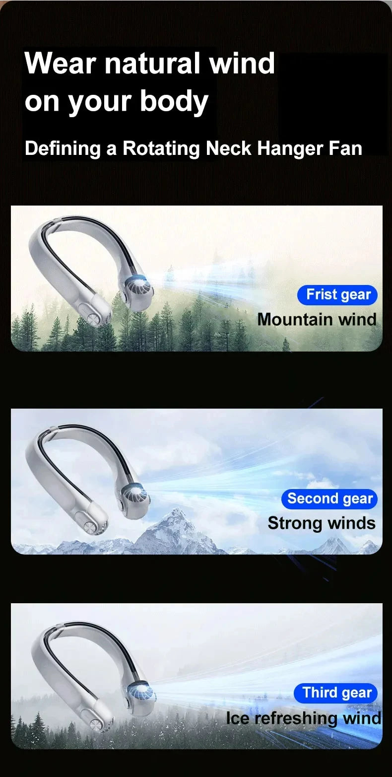Portable Neck Hanging Fan With Usb Charging Adjustable Bladeless Turbofan Bladeless Student Dormitory Home Outdoor Cooling Beauty World Shop