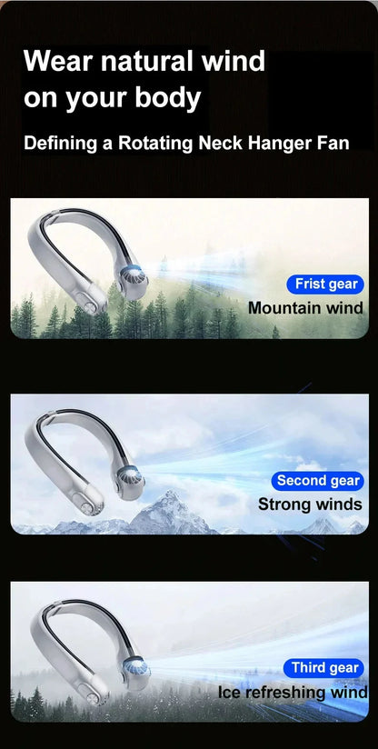 Portable Neck Hanging Fan With Usb Charging Adjustable Bladeless Turbofan Bladeless Student Dormitory Home Outdoor Cooling Beauty World Shop