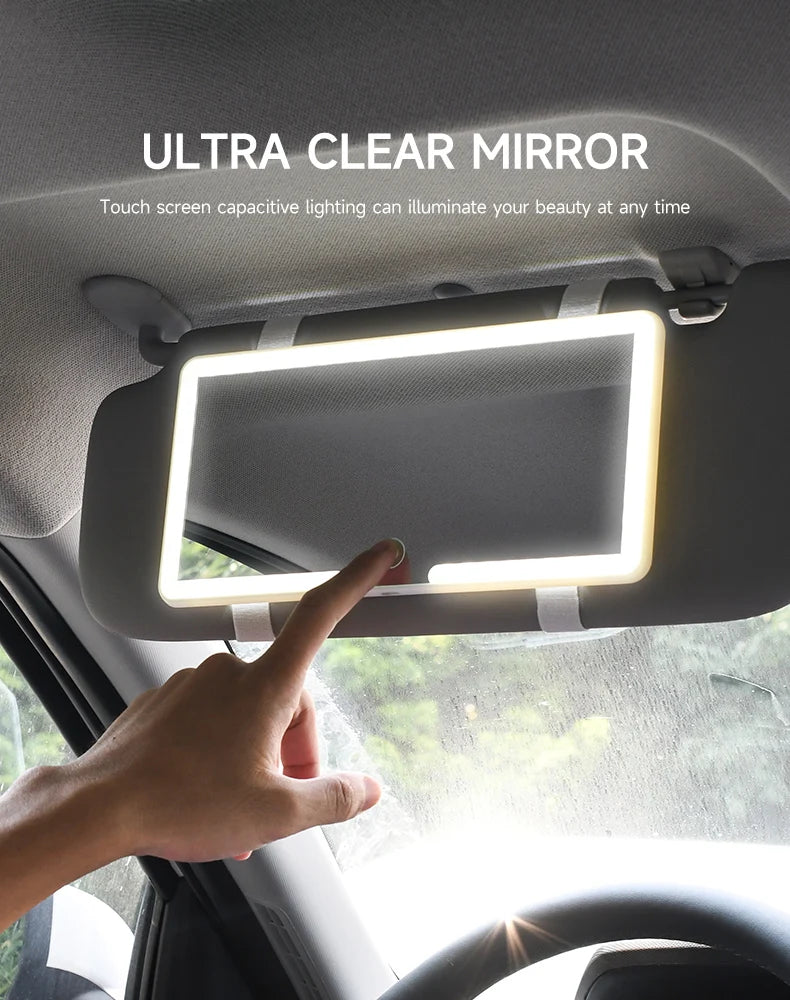 Fccemc Car Sun Visor Makeup Mirror LED Touch Screen Adjustable Brightness Auto Interior Makeup HD Mirror Charging Vanity Mirror Beauty World Shop