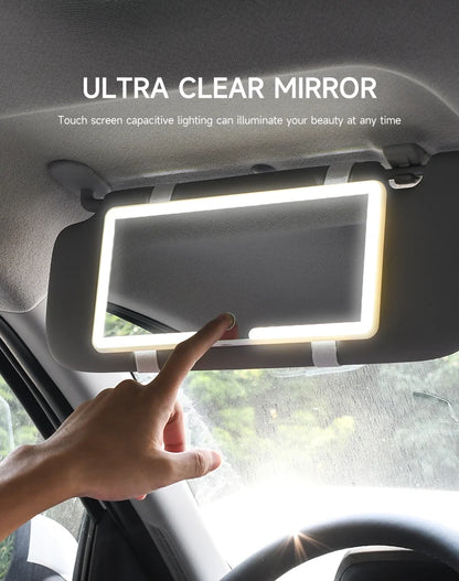 Fccemc Car Sun Visor Makeup Mirror LED Touch Screen Adjustable Brightness Auto Interior Makeup HD Mirror Charging Vanity Mirror Beauty World Shop
