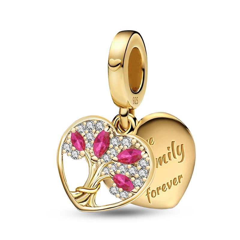 Shecharms 925 Sterling Silver Love Heart Firefly Golden Series Charms Fit DIY Making Bracelet Necklace High Quality Fine Jewelry Beauty World Shop