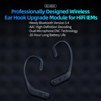 KZ AE01 Wireless Ear Hook Bluetooth-compatible 5.4 Earphones Cable With Charging Case C PIN Connector For PR1PRO DQ6 ZVX EDXPRO