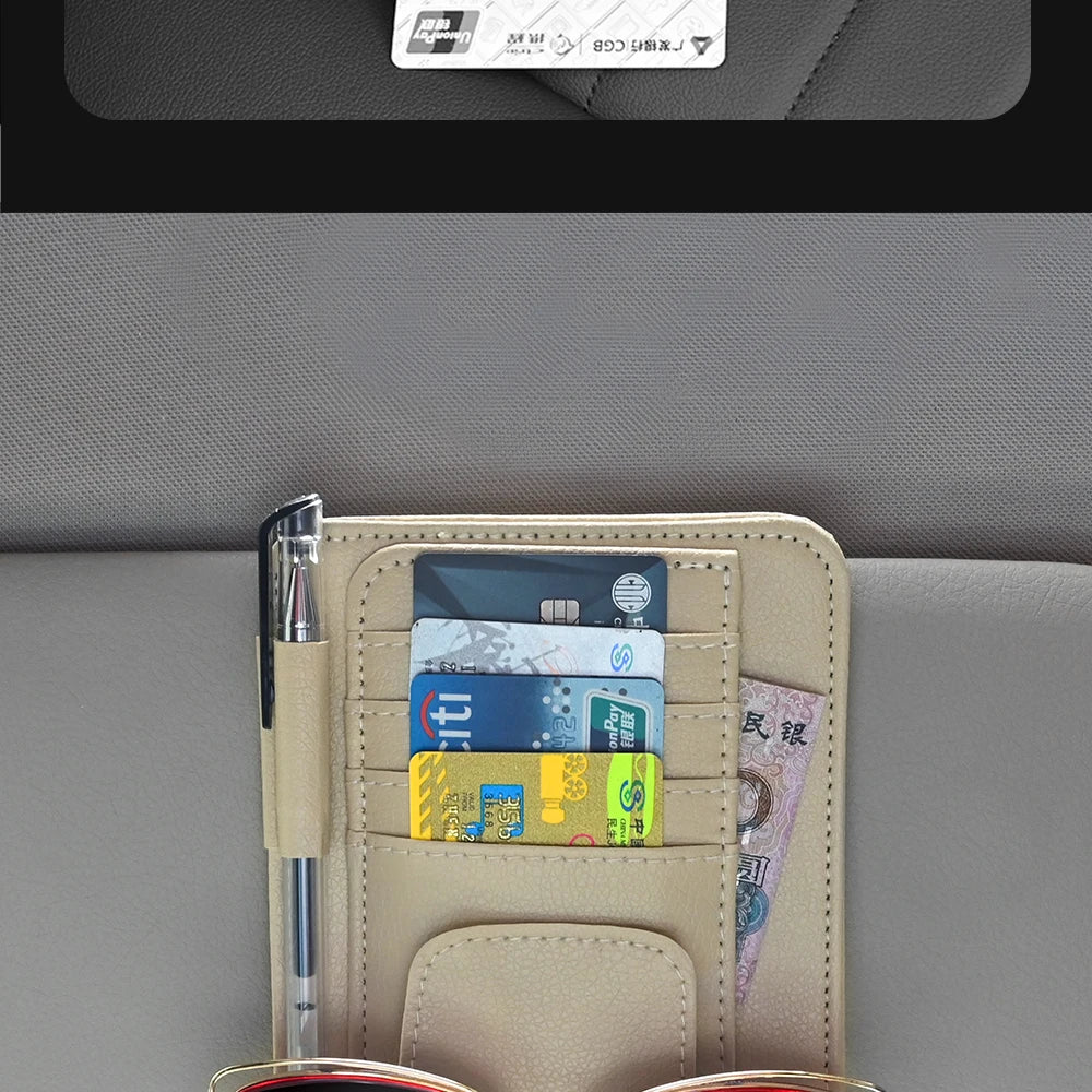 Car Sun Visor Organizer Multi-Pocket Business Card Storage Management Sunglasses Holder Visor Accessories Auto Interior Beauty World Shop