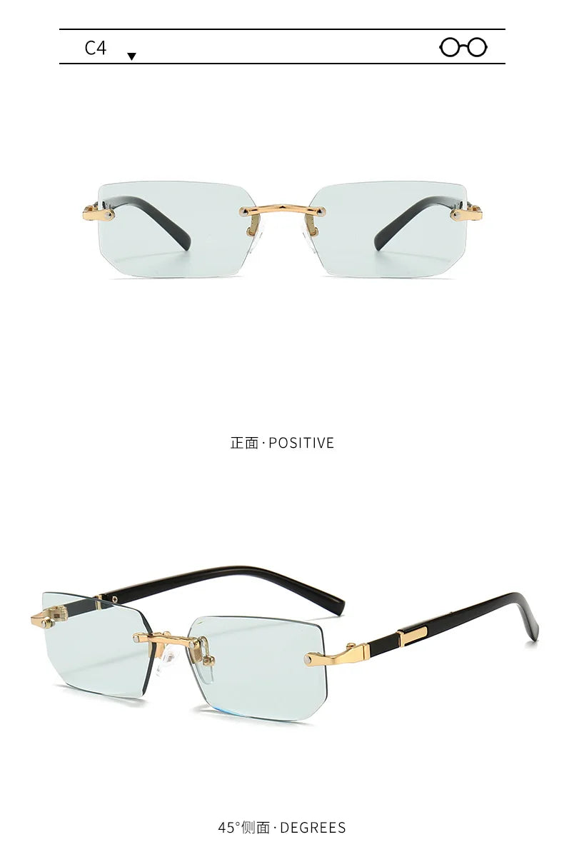 Rimless Sunglasses Rectangle Fashion Popular Women Men Shades Small Square Sun Glasses For Female Male Summer Traveling Oculos Beauty World Shop