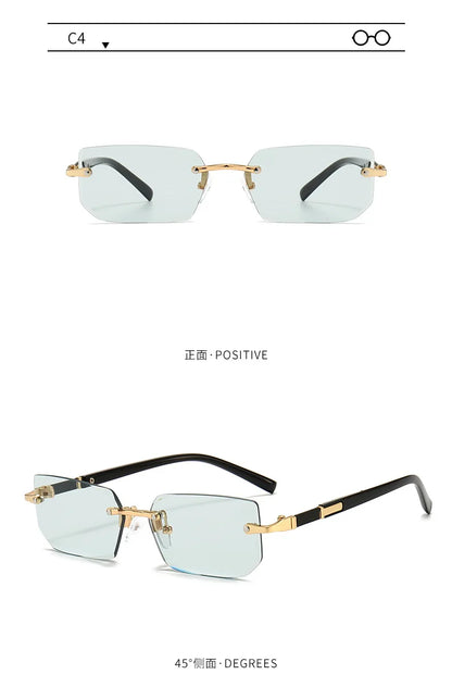 Rimless Sunglasses Rectangle Fashion Popular Women Men Shades Small Square Sun Glasses For Female Male Summer Traveling Oculos Beauty World Shop