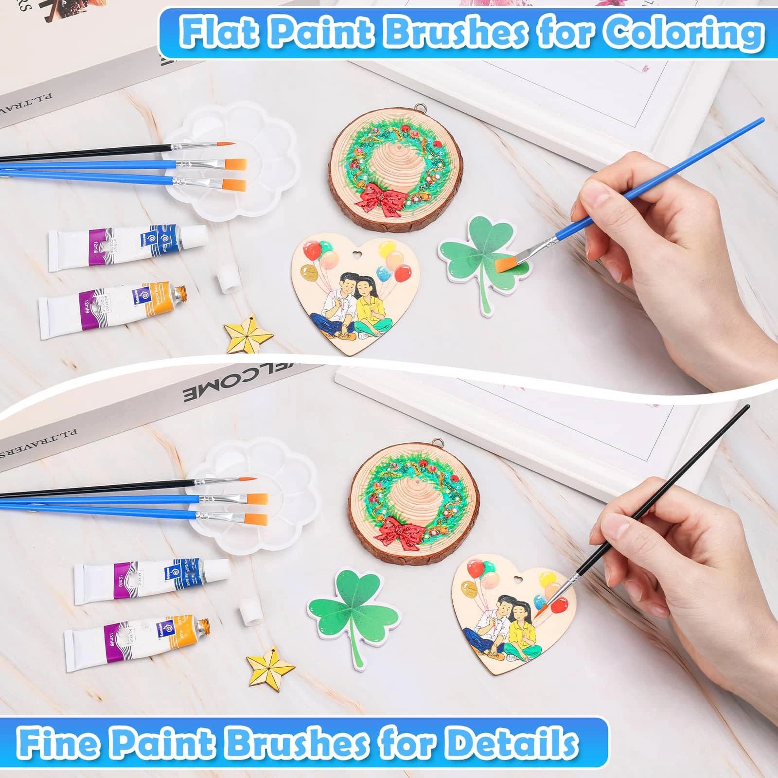 100pcs Paint Brushes Set for Kids Acrylic with Flat Round Pointed Paint Brushes Craft Watercolor Oil Painting Brushes Beauty World Shop