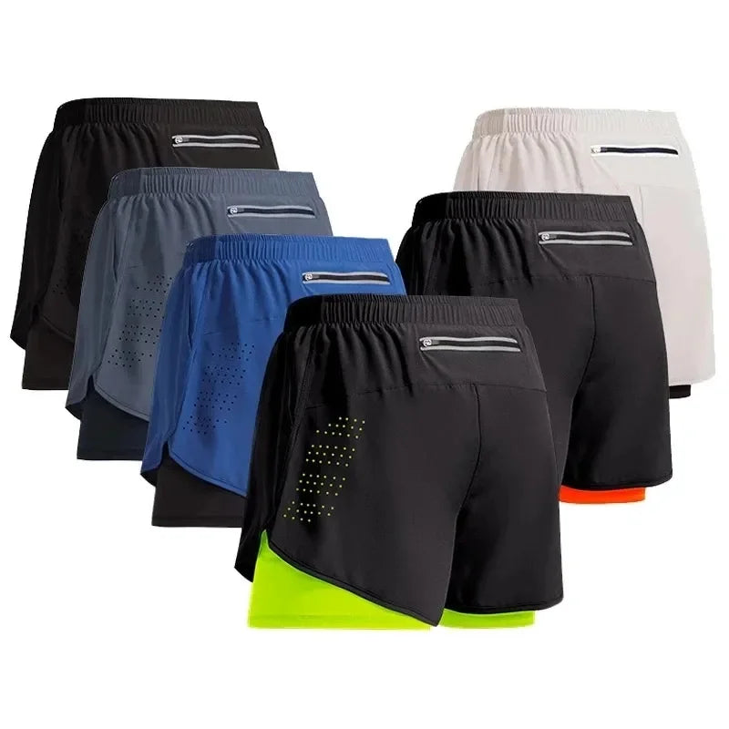 NEW Sport Shorts Men Sportswear 2 In 1 Short Pants Double-deck Beach Bottoms Summer Gym Fitness Training Jogging Running Shorts Beauty World Shop