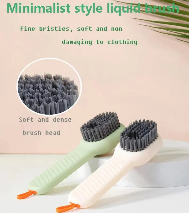 Automatic pressing liquid long handle shoe brush with soft bristles that do not damage shoes, laundry brush, cleaning tool Beauty World Shop