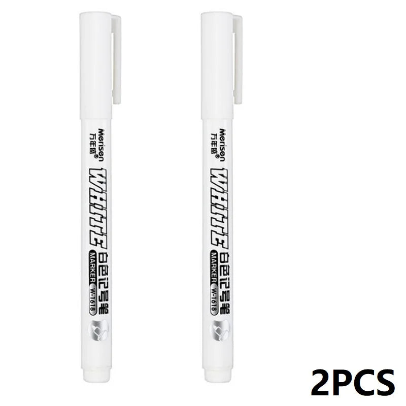 New 1/2/3PCS Waterproof Metal Marker Permanent White Paint Pen Washing Art Painting Graffiti Pens Fabric Wood Leather Marker1MM Beauty World Shop