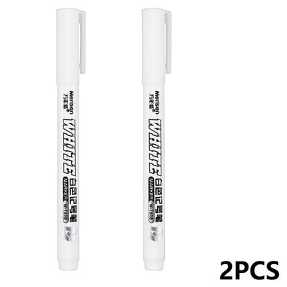 New 1/2/3PCS Waterproof Metal Marker Permanent White Paint Pen Washing Art Painting Graffiti Pens Fabric Wood Leather Marker1MM Beauty World Shop