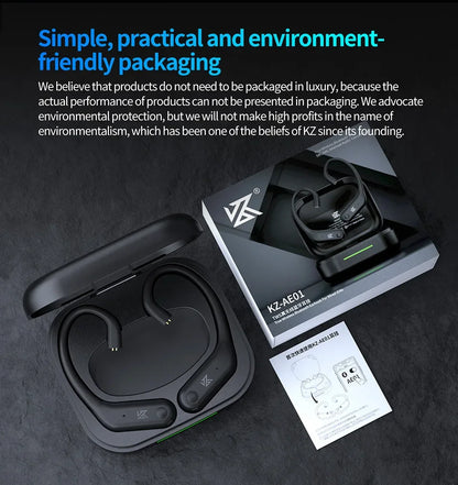 KZ AE01 Wireless Upgrade Cable Bluetooth-compatible 5.4 Earphones Wire HIFI Wireless Ear Hook With Charging Case For ZSX ZAR PR2