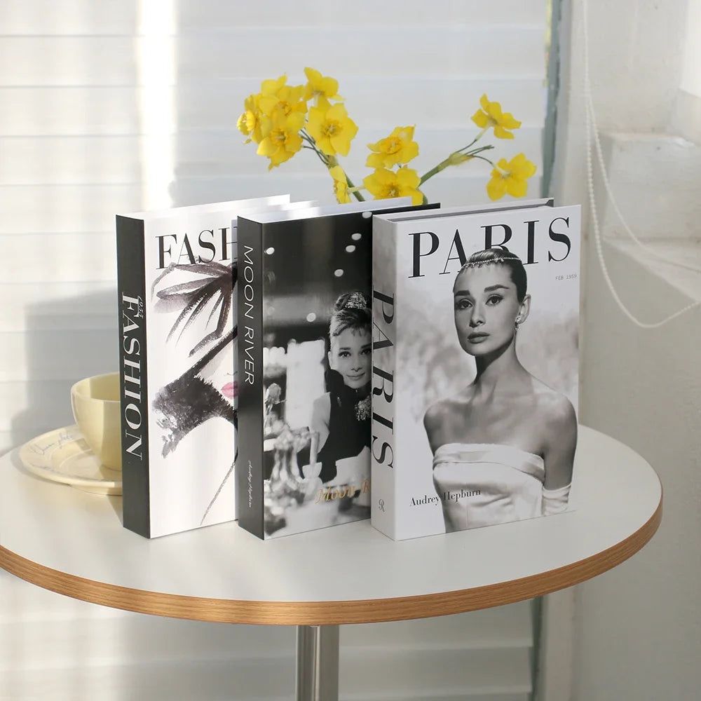 3Pcs Foldable Fashion Fake Books Living Room Decoration Designer Books Coffee Table Ornaments Club Hotel Room Villa Prop Books Beauty World Shop