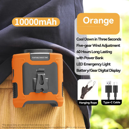 Portable Waist Fan Hanging Neck Fan 5 Speed Strong Wind with LED Lighting for Sports Courier Outdoor Working 10000/20000mAh Beauty World Shop