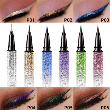 6 Color Diamond Shiny Eye Liner Eyeshadow Waterproof Quick-dry Silver Gold Metellic Pearlescent Liquid Eyeliner Makeup Gilfts Beauty Trend Shop