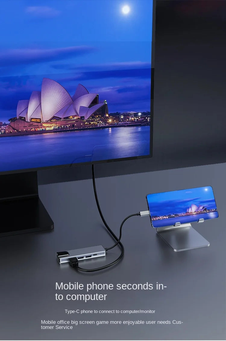 Usb 5 In 1 Type-C 3 1 To 4k HdTV Hub Adapter With Sd Tf 100M Rj45 Car d Reader Pd Fast Charge For Macbook Notebook Computer Beauty World Shop