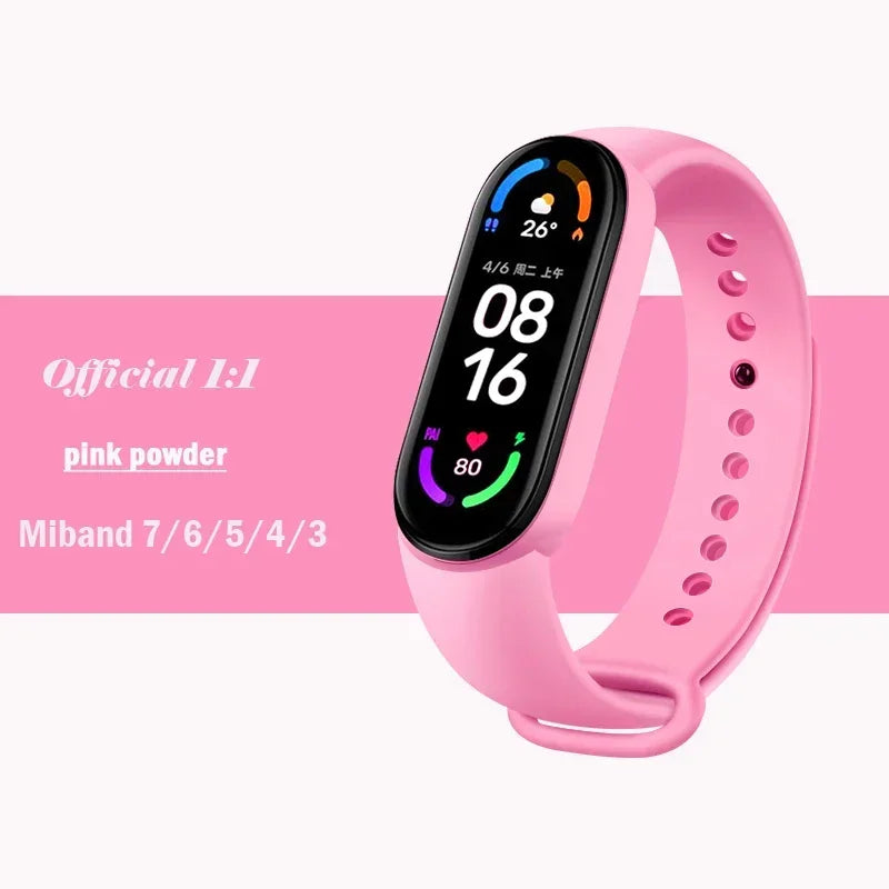 official Silicone Strap For Xiaomi Mi Band 4 5 6 7 Bracelet Sport Watch Wristband Miband4 miband7 Correa Mi band 3 4 5 6 7 Band Beauty Fashion