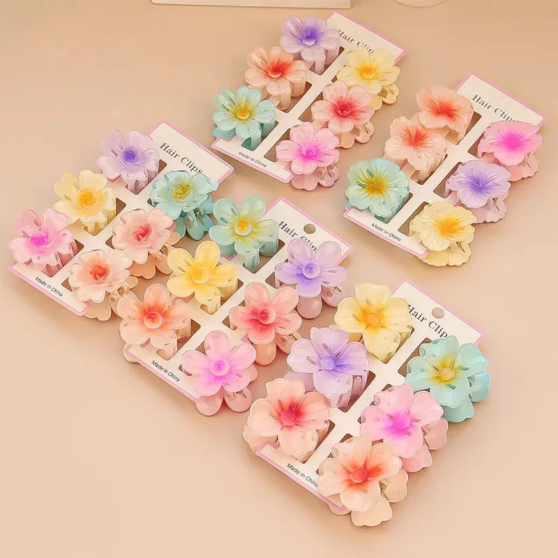 6PCs fashion colorful transparent flower small hair claw clips clamp hairpin Barrette for thick thin hair accessories for women Beauty World Shop