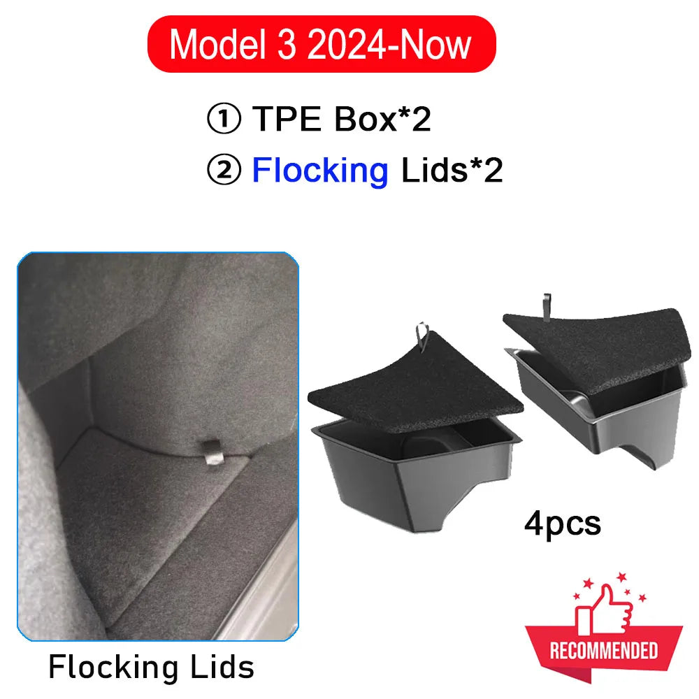 Trunk Organizer for Tesla Model 3 2024 2025 Waterproof Rear Trunk Storage Bins Side Box with Carpeted Lip Car Travel Accessories Beauty World Shop