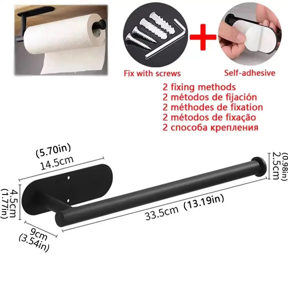 Kitchen Paper Towel Holder Adhesive Tissue Hanger Toilet Roll Paper Dispenser Cabinet Storage Napkin Rack Bathroom Accessories Beauty World Shop