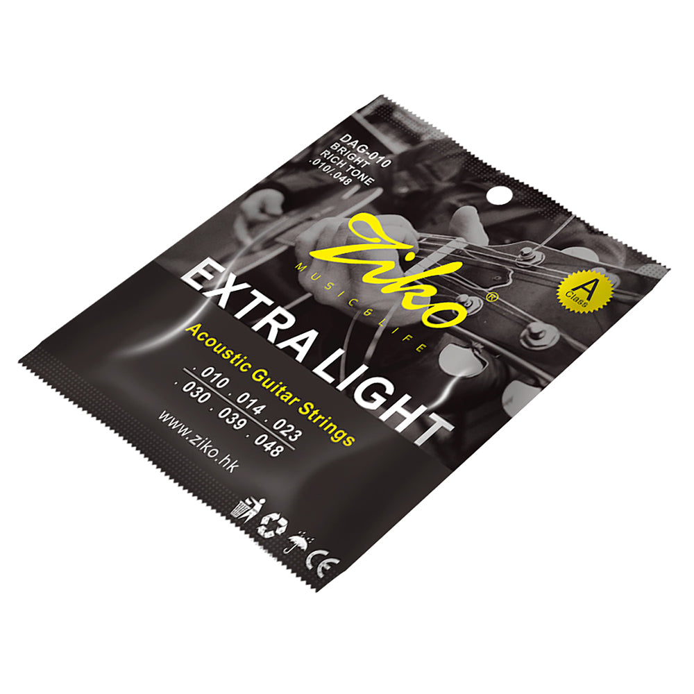 ZIKO DAG-010 6Pcs/Set Acoustic Guitar Strings Steel Core Copper Wound Guitarra Strings Acoustic Guitar Parts & Accessories Beauty World Shop