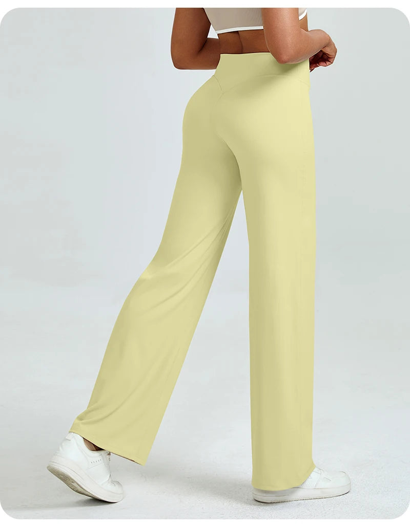 High Waisted Straight Leg Yoga Pants for Women, Naked Feeling Butt Lifting Loose Fit Workout Trousers, Slimming Gym Pants Beauty World Shop
