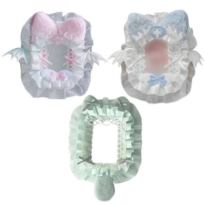 Diy Plush Lace Poker Card Holder Kpop Photocard Case Ribbon Bow Lolita Sweet Toploader Anime Itabag Ornament Id Card Display Beauty World Shop