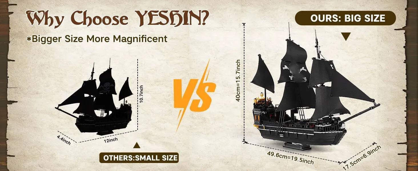 1424PCS Black Pirate Ship Building Blocks Skeleton Ghost Boat Model Assembly Bricks Toys Desktop Decoration Kids Holiday Gifts Beauty World Shop