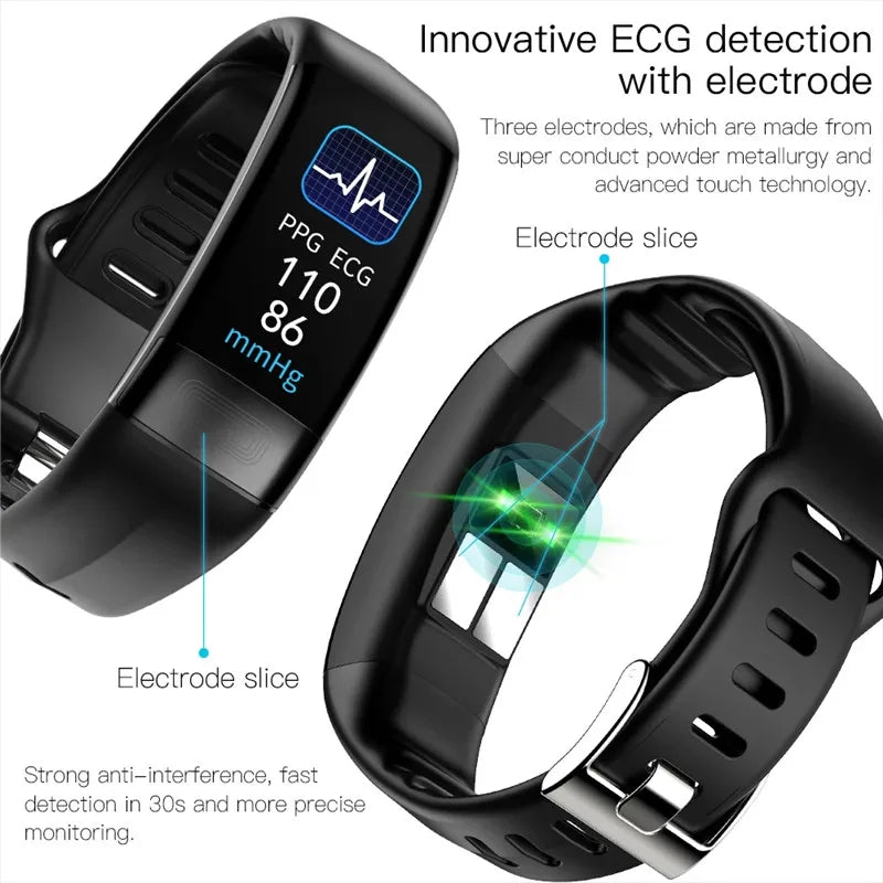 ECG+PPG Smart Wristband Fitness Tracker for Women Men Calorie Blood Pressure Waterproof Sport Smartband Health Smartwatch Beauty World Shop
