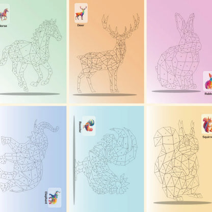 3D Geometric Heteroideus Animal Puzzle Stickers Puzzle Stress Relieving Block Drawing DIY Stickers Basic /Advanced Version/2PCS Beauty World Shop