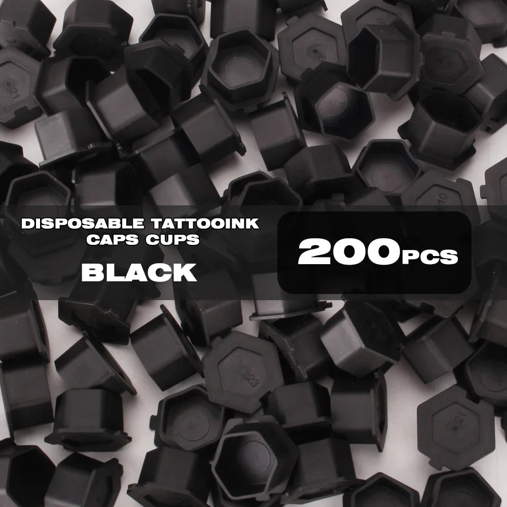 200Pcs Disposable Tattoo Silicone Ink Cup Permanent Makeup Pigment Holder Container Cap Tattoo Ink Accessories for Tattoo Artist Beauty Trend Shop