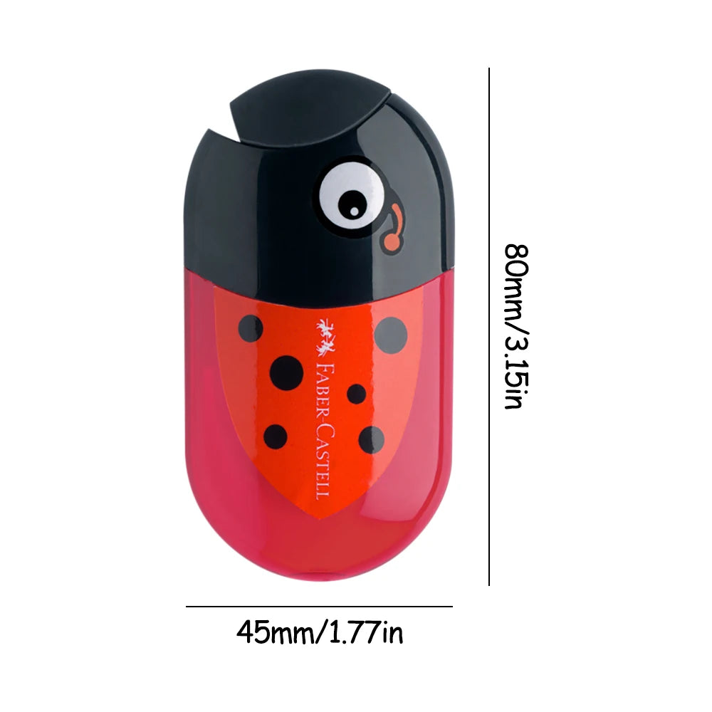 1Pc Faber Castell Double Hole Pencil Sharpener with Eraser Ladybug / Fish / Eagle Cute Stationery Back To School Beauty World Shop