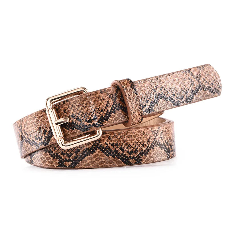 Hot Sale New Fashion Customized PU Leather Leopard Snake Print Slim Belt For Women Beauty World Shop
