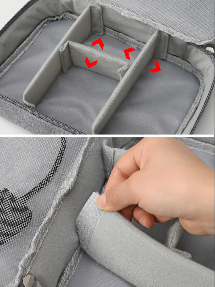 Black Oxford Cloth Electronic Accessory Storage Bag, Cube Travel Bag, Portable Data Cable Headphone Organizer Bag Office suppli Beauty World Shop
