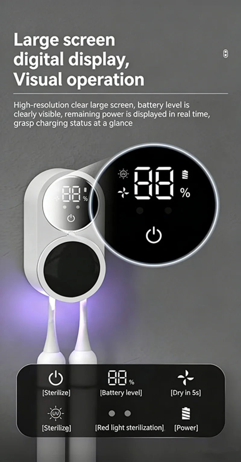 Mini Portable Rechargeable Travel Toothbrush Sterilizer Induction Switch with Charge Display UV Toothbrush Sterilizer Case Beauty World Shop
