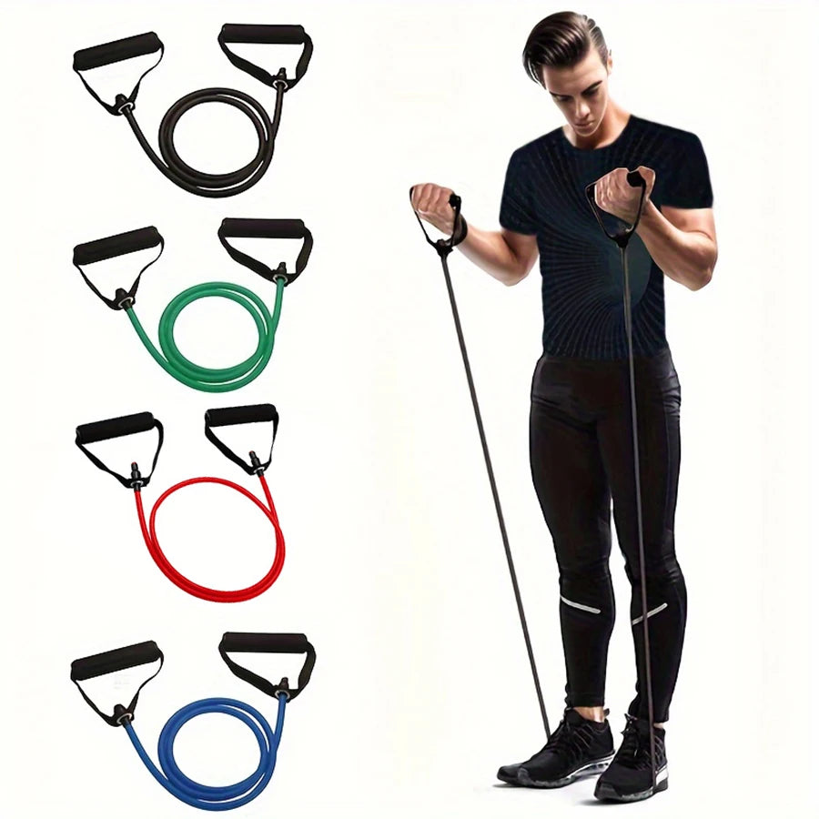 1pc 4-Level Resistance Bands with Handles for Home Workouts and Strength Training - Perfect for Yoga, Pilates,and fitness equipm Beauty World Shop